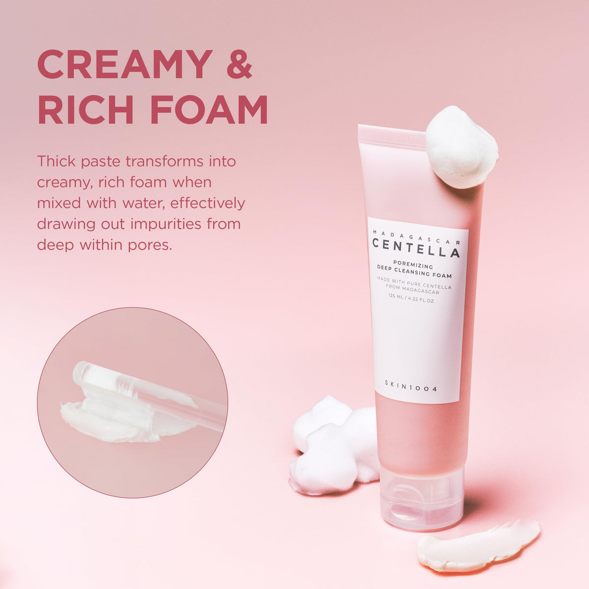 SKIN1004 [Hudson's Pick Poremizing Deep Cleansing Foam, Makeup Remover, Korean Face Cleanser with Himalayan Pink Salt & Centella for Facial Pore Cleansing, Korean Skin Care, 4.23 fl.oz, 125ml SKIN1004