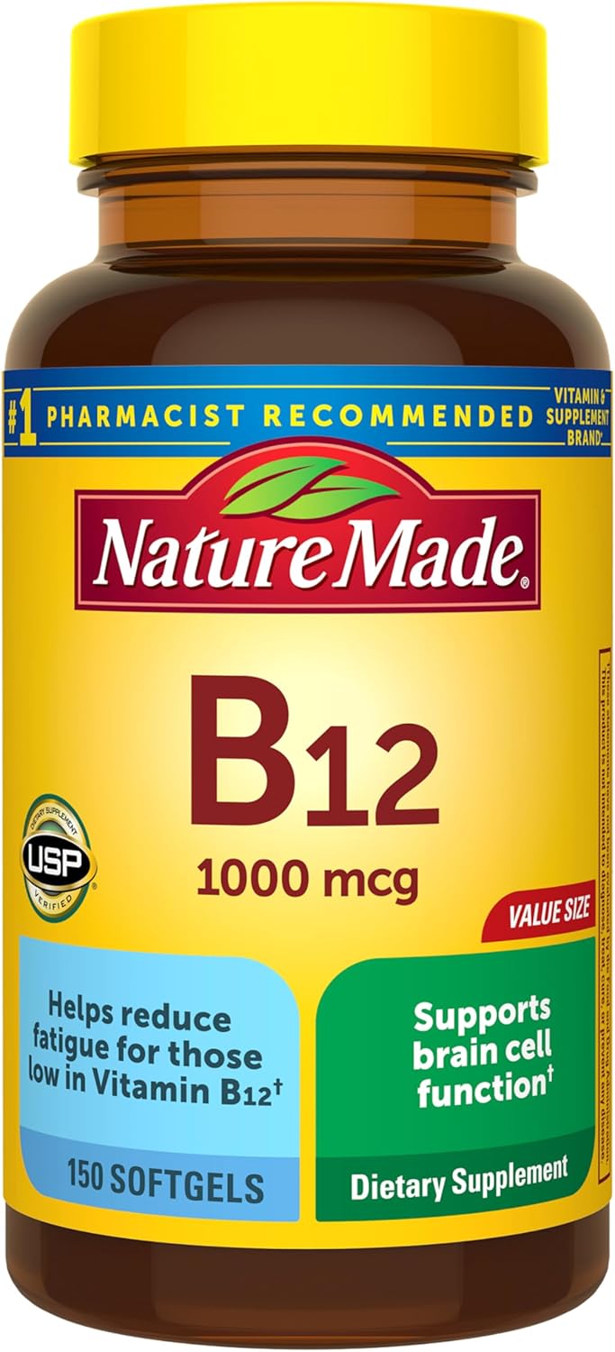Nature Made Vitamin B12 1000 mcg, Energy Metabolism Support, 150 Softgels | B12 Vitamins 1000 mcg, Energy Metabolism Support Supplement for Women and Men, Gluten Free, 150 Day Supply Gsupps Australia