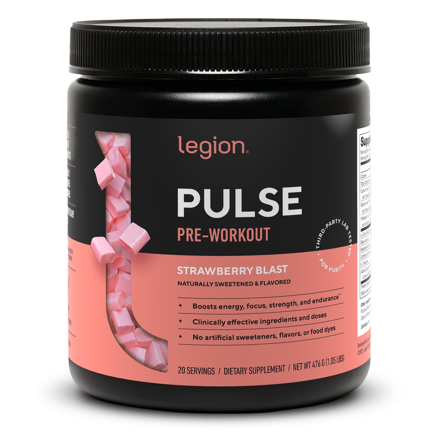 LEGION Pulse Pre Workout Supplement - All Natural Nitric Oxide Preworkout Drink to Boost Energy, Creatine Free, Naturally Sweetened, Beta Alanine, Citrulline, Alpha GPC (Fruit Punch)