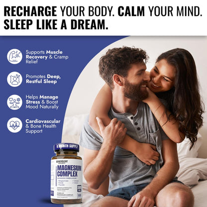 Premium Magnesium Capsules 500mg, High Absorption Formula Chelated Buffered Citrate to Support Digestion, Bone, Sleep & Muscle Health Benevolent Nourishment
