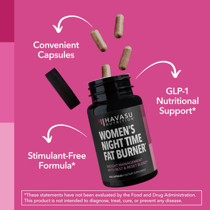 Night Time Fat Burner for Women, Belly Fat & Weight Loss Support, 60 Count | Appetite Suppressant and Overnight Metabolism Booster with Melatonin for Women, Vegan, Gluten Free, 60 Servings Gsupps Australia