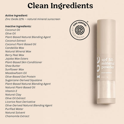 Roe Wellness- SPF 50 Powder Sunscreen Mineral-Based, Non-Toxic Brush-on For Kids, Adults & Babies | For Scalp, Face & Body (Reef Safe)(2Pack)