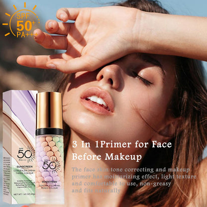 3 In 1 Primer for Face Before Makeup, SPF 50,Face Sunscreen Isolation Cream Deepmind