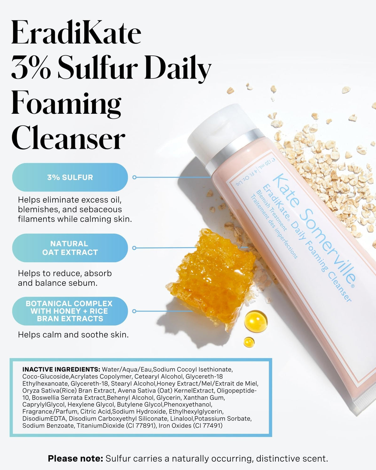 Kate Somerville EradiKate 3% Sulfur Daily Foaming Cleanser, 4 Fl Oz Kate Somerville
