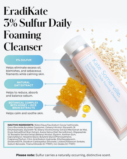 Kate Somerville EradiKate 3% Sulfur Daily Foaming Cleanser, 4 Fl Oz Kate Somerville