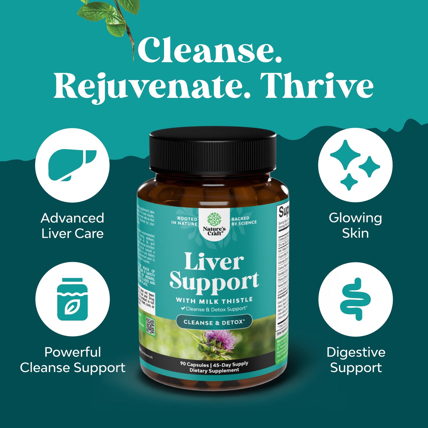 Best Liver Supplements with Milk Thistle - Artichoke - Dandelion Root Support Healthy Liver Function for Men and Women Natural Detox Cleanse Capsules Boost Immune System Relief - Natures Craft | Herbal Detox Support with Ginger, Beetroot & Artichoke - Ber Gsupps Australia
