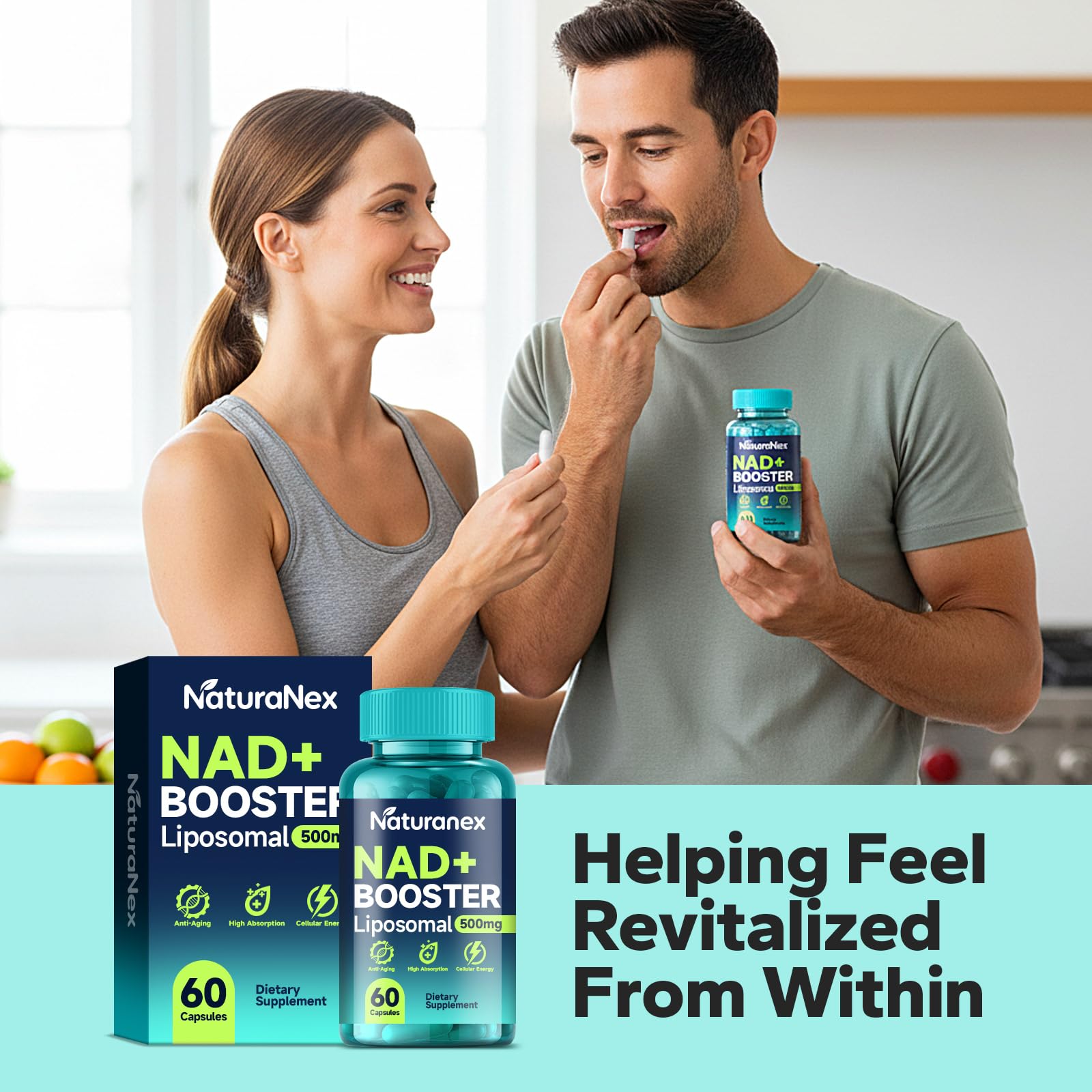 NaturaNex NAD+ Supplement 650mg (60 Capsules), Liposomal NAD+ with Resveratrol & Quercetin, Third-Party Tested, NMN Supplement Alternative NaturaNex buy australia supplements
