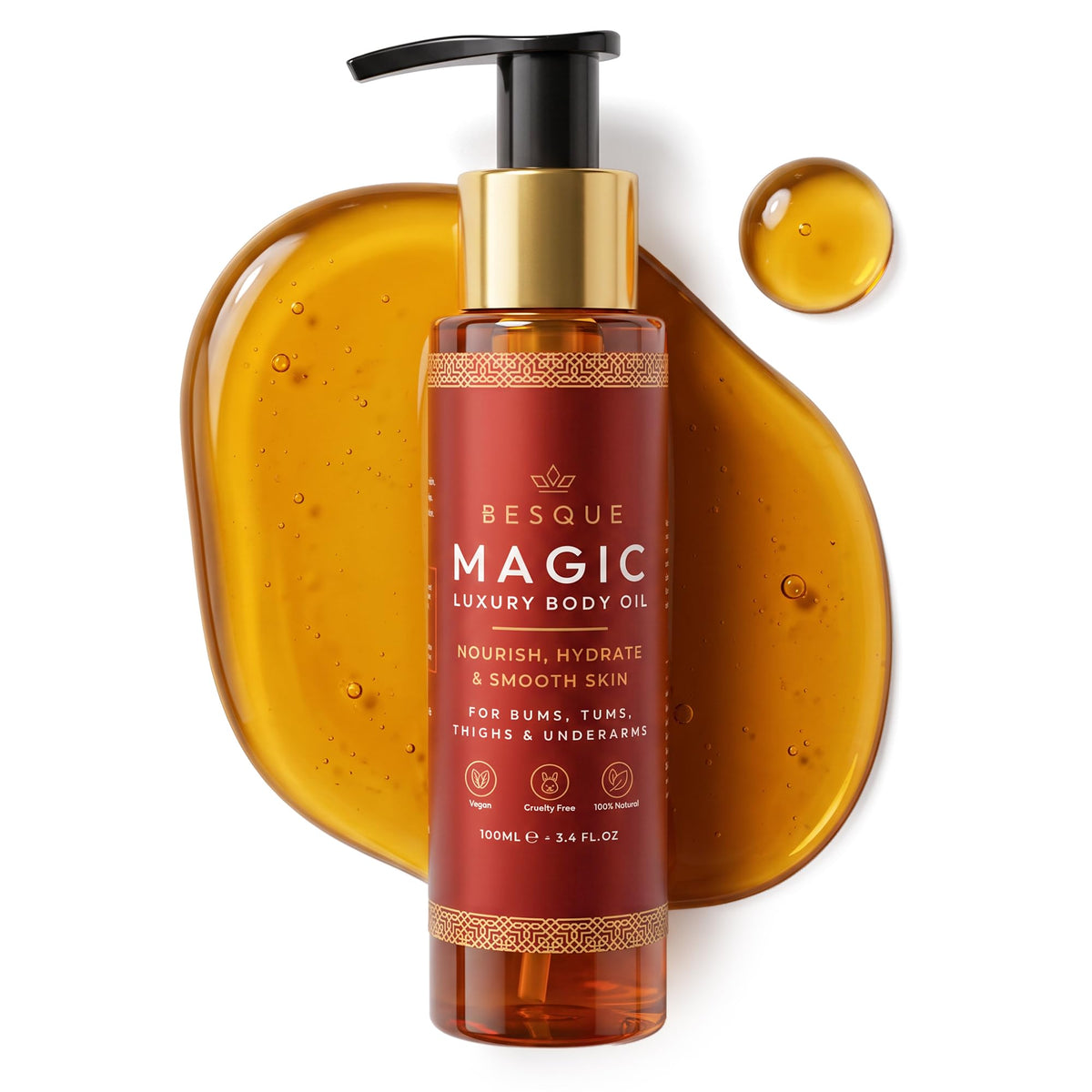 Besque Original Magic Body Oil - Hydrating Body Oils for Women - 3.4 FL OZ Besque