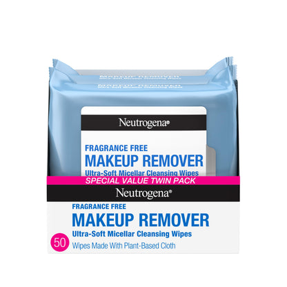 Neutrogena Makeup Remover Wipes, Fragrance-Free, 2 Pack of 25 Ct Neutrogena
