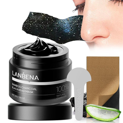 LANBENA 3.0 Bamboo Charcoal Blackhead Remover Mask, Nose Pore Strips, 60pcs LANBENA