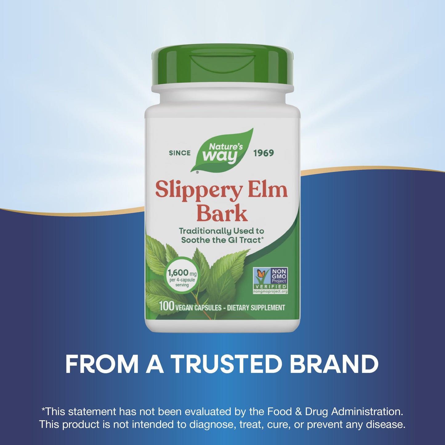 Nature’s Way Slippery Elm Bark Capsules, Traditional Digestive Support to Soothe Gastrointestinal Tract*, 1,600 mg per 4-Capsule Serving Nature's Way