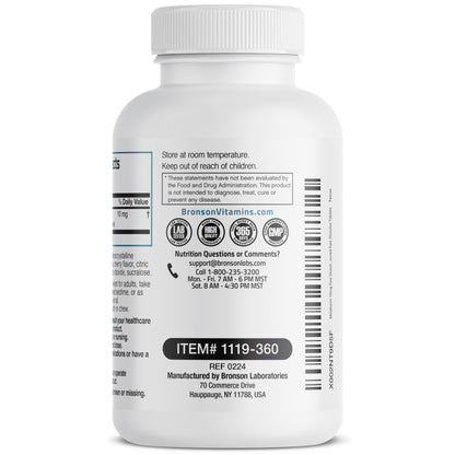 Bronson Melatonin 10mg Fast Dissolve Cherry Flavored Tablets Vegetarian Chewable Lozenges, 360 Count Bronson
