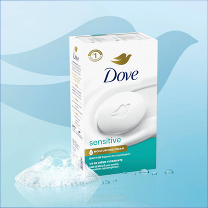 Dove Beauty Bar Soap Sensitive, 8 Bars for Sensitive Skin, Fragrance Free and Hypoallergenic 3.75 oz Dove
