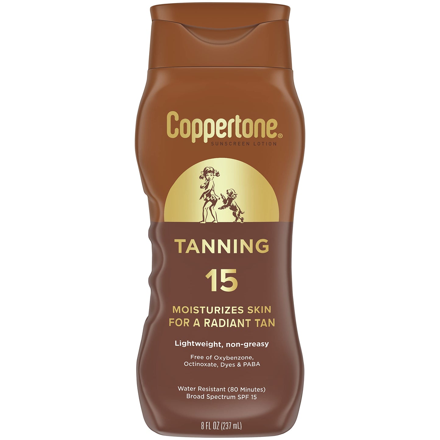 Coppertone Tanning Sunscreen Lotion, SPF 15, Lightweight and Non Greasy Sunscreen, Water Resistant, Oxybenzone Free Coppertone