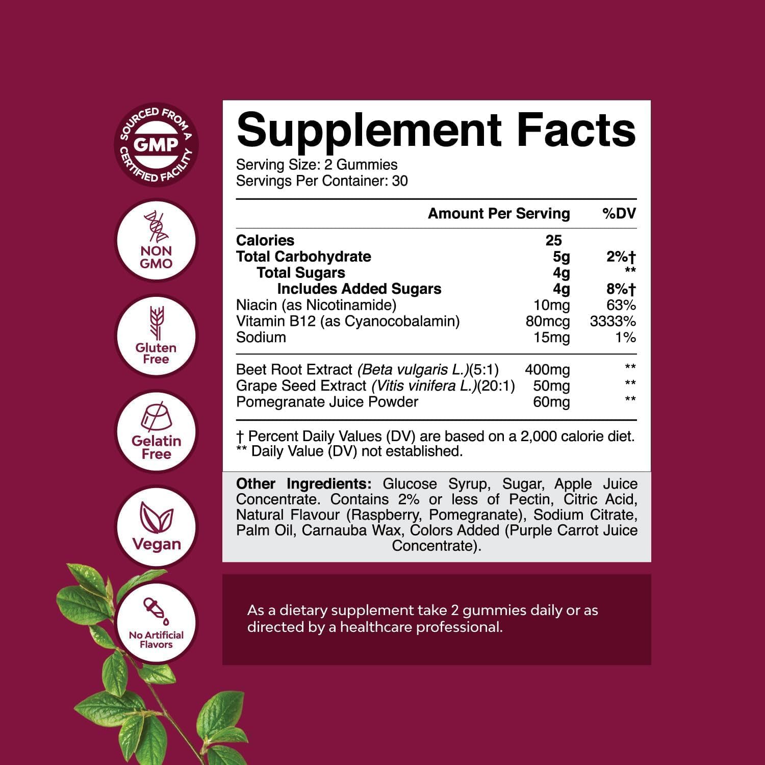 Flow Boosting Beet Root Gummies - Invigorating Beet Gummies for Adults Nitric Oxide Energy & Heart Health Support with Grapeseed Pomegranate & Vitamin B12 - Vegan Non-GMO & Gluten Free - 60 Count Gsupps Australia