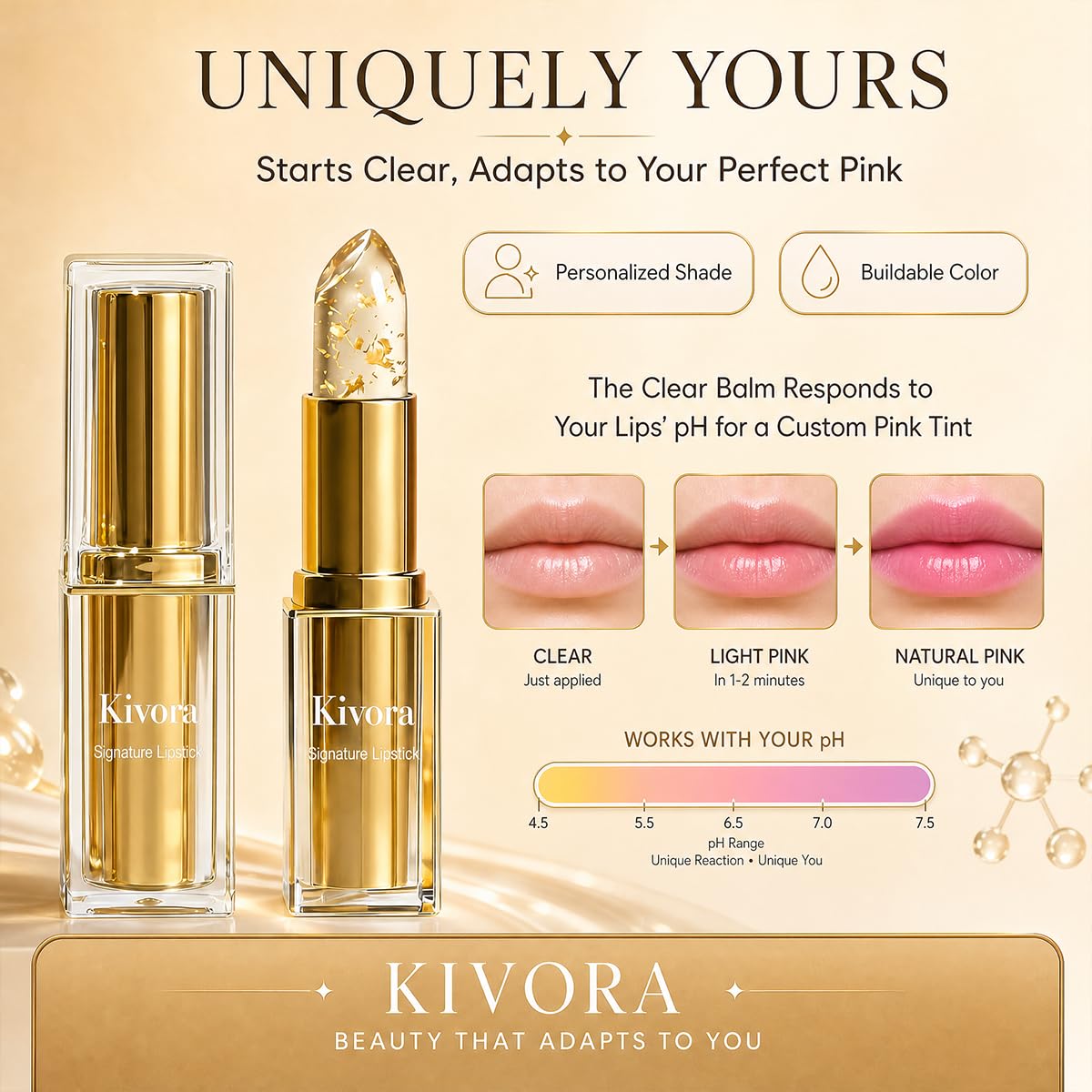 2-Pack Kivora Lipstick, Kivora Skin-Adaptive Lipstick, PH Lipsticks Color Changing, Long Lasting Moisturizing Tinted Lip Balm, Lipsticks for Older Women Generic