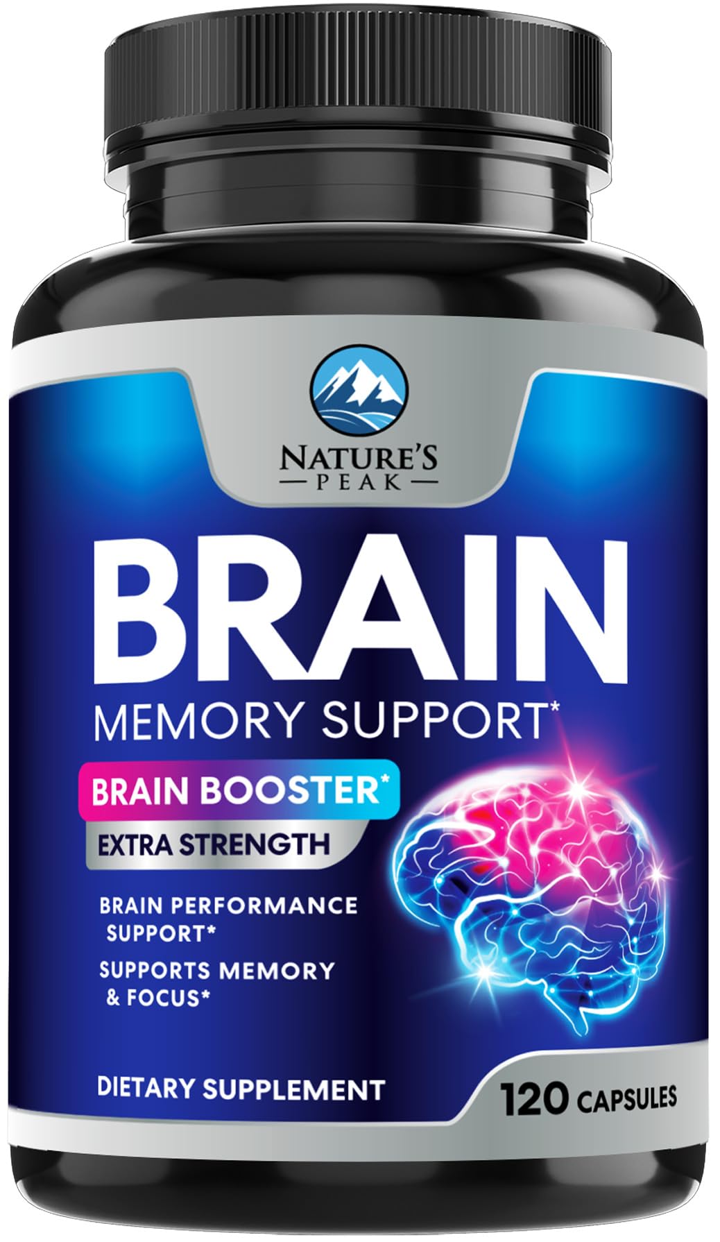 Brain Memory Supplement - 3X Strength Nootropics for Concentration, Clarity & Focus Support - Brain Health Cognitive Vitamins with Bacopa, Phosphatidylserine & DMAE, Brain Booster Pills, 120 Capsules Nature's Peak buy australia supplements