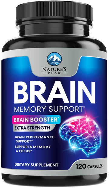 Brain Memory Supplement - 3X Strength Nootropics for Concentration, Clarity & Focus Support - Brain Health Cognitive Vitamins with Bacopa, Phosphatidylserine & DMAE, Brain Booster Pills, 120 Capsules Nature's Peak buy australia supplements