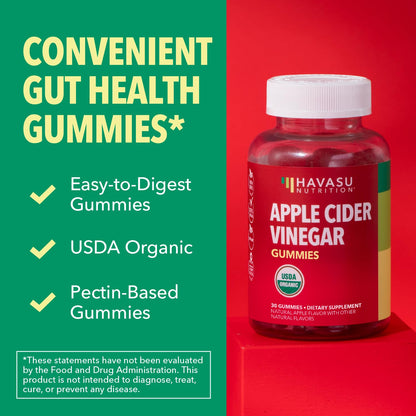 Apple Cider Vinegar Gummies, USDA Organic, Apple Flavor, 1-Month Supply | USDA Organic ACV Gummies for Digestive Health, Metabolism & Gut Support, Vegan, Gluten-Free, No Harsh Taste, 60ct Gsupps Australia