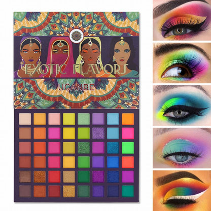 UCANBE EXOTIC FLAVORS Neon Eyeshadow Makeup Palette - 48 Colorful High Pigmented - Rainbow Matte Shimmer Glitter Eye Shadow Make Up Pallet Gift Set UCANBE