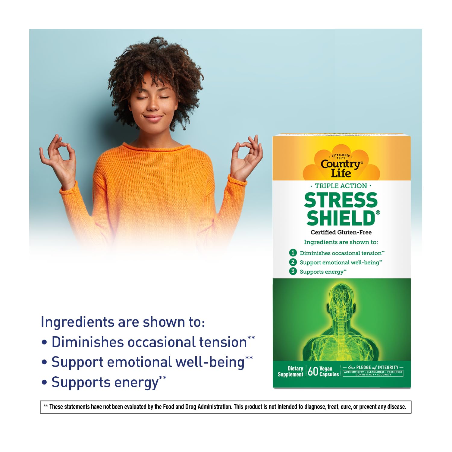 Country Life Stress Shield – Stress & Tension Relief Supplement with Ashwagandha, B-Vitamins for Energy & Emotional Well-Being, Supports Mental Clarity & Resilience, Gluten-Free, Vegan, 60 Capsules Country Life buy australia supplements