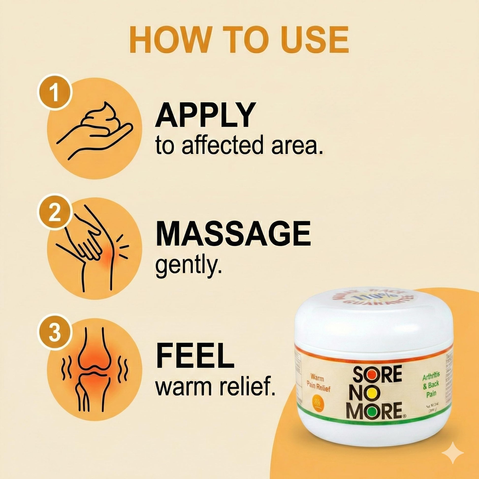 Sore No More Warm Arthritis Pain Relief Cream – Targeted Reliever for Back, Neck, Hands & Feet – Soothing & Fast-Acting Formula for Aches and Pains – Non-Greasy with Orange Aroma – 8 oz Sore No More buy australia supplements