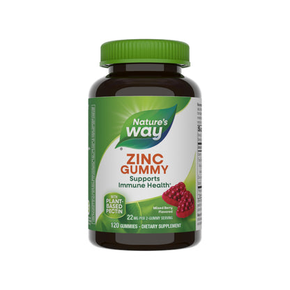 Nature's Way Zinc Gummies, Adult & Kids 9+ Immune Support Gummies*, 100% Daily Value per Serving, Mixed Berry Flavor, 120 Chews Nature's Way