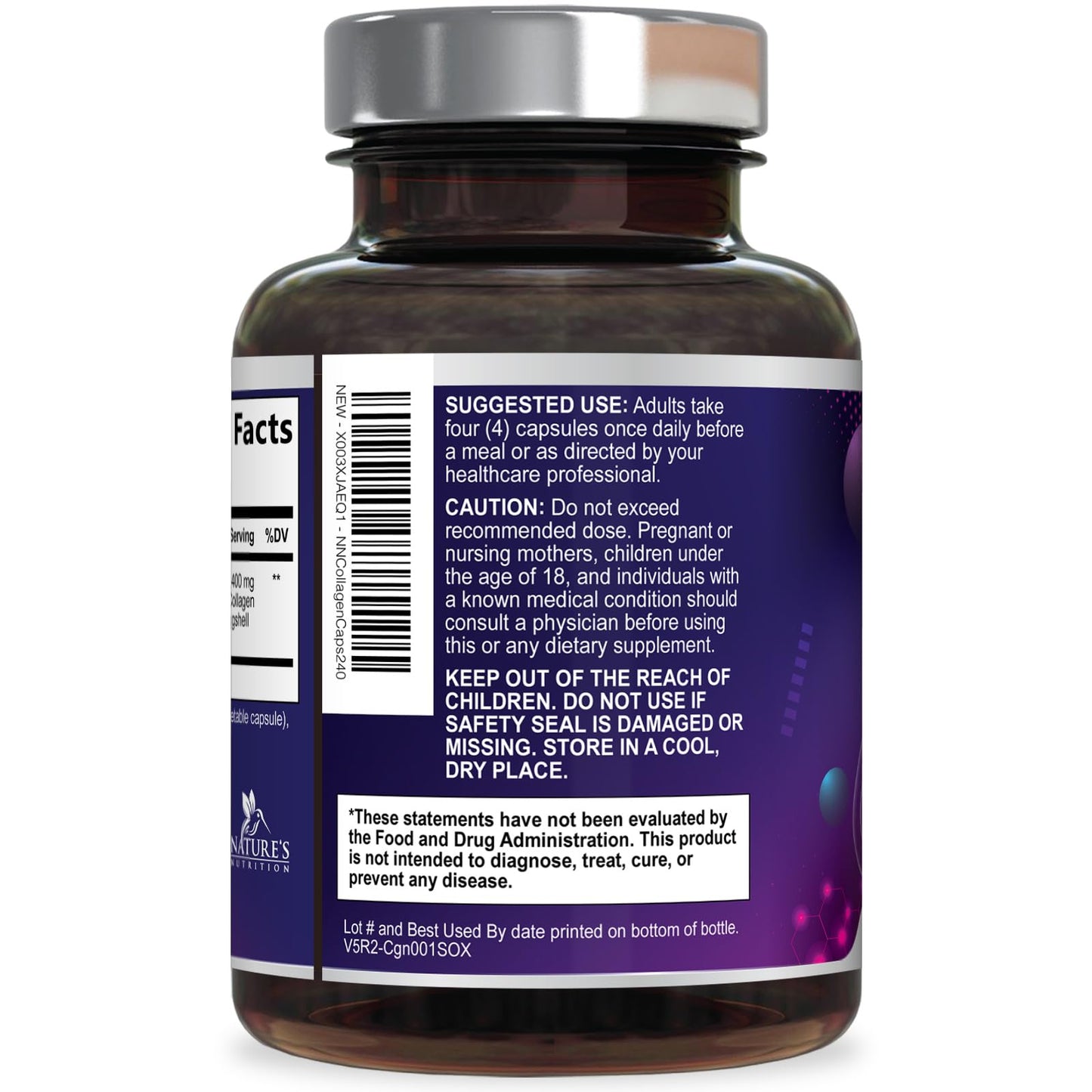 Multi Collagen Pills - Multi Collagen Complex 2400 mg Per Serving - Types I, II, III, V, X - Hydrolyzed Collagen Peptides Supplement - Hair, Skin & Nail Support Nature's Nutrition