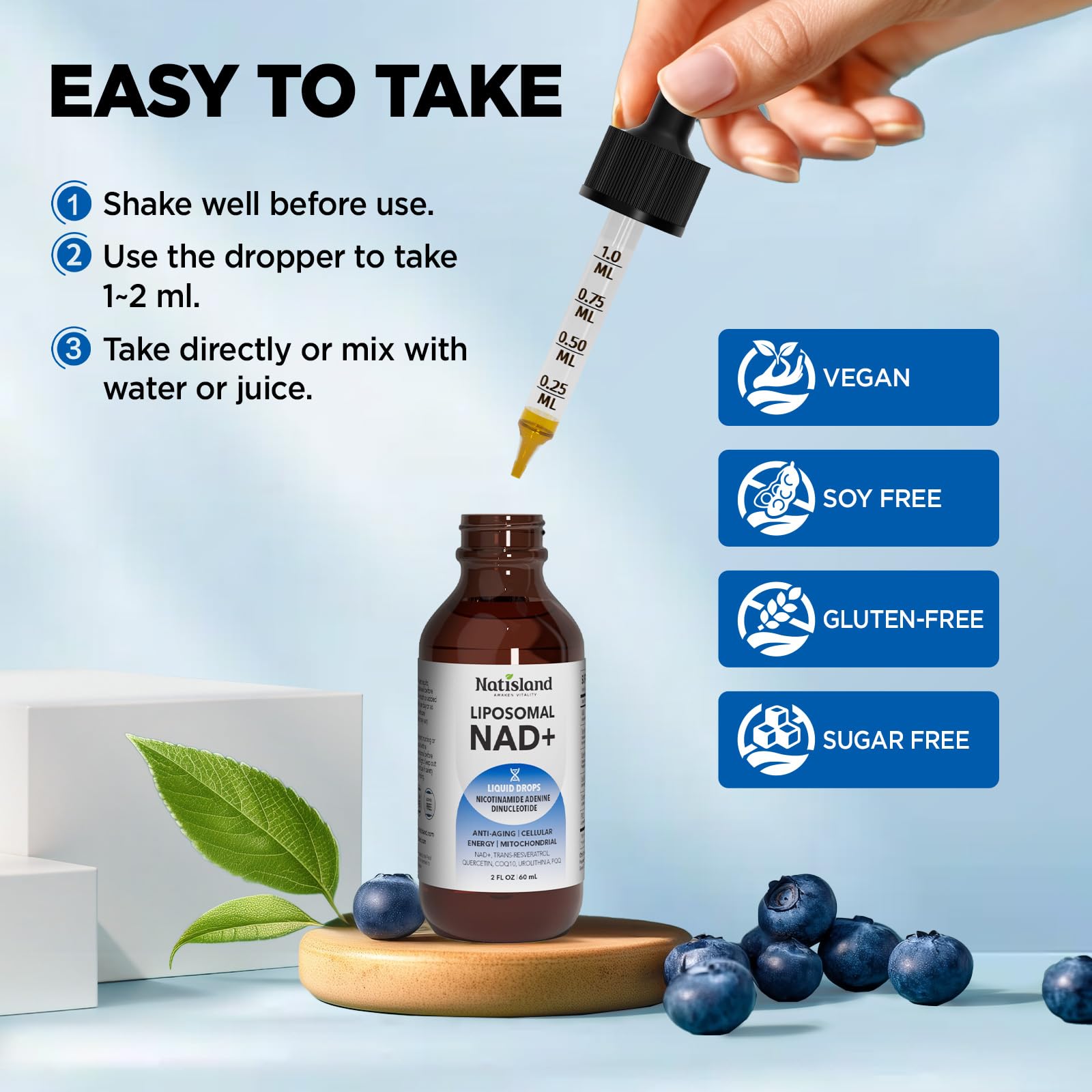NATISLAND Liposomal NAD Supplement, 1000mg NAD+ Liquid Drops for Women & Men, with Resveratrol, Urolithin A, Quercetin, CoQ10 & PQQ, for Cellular & Metabolism Health, Energy & Anti-Aging, 2 Fl Oz NATISLAND buy australia supplements