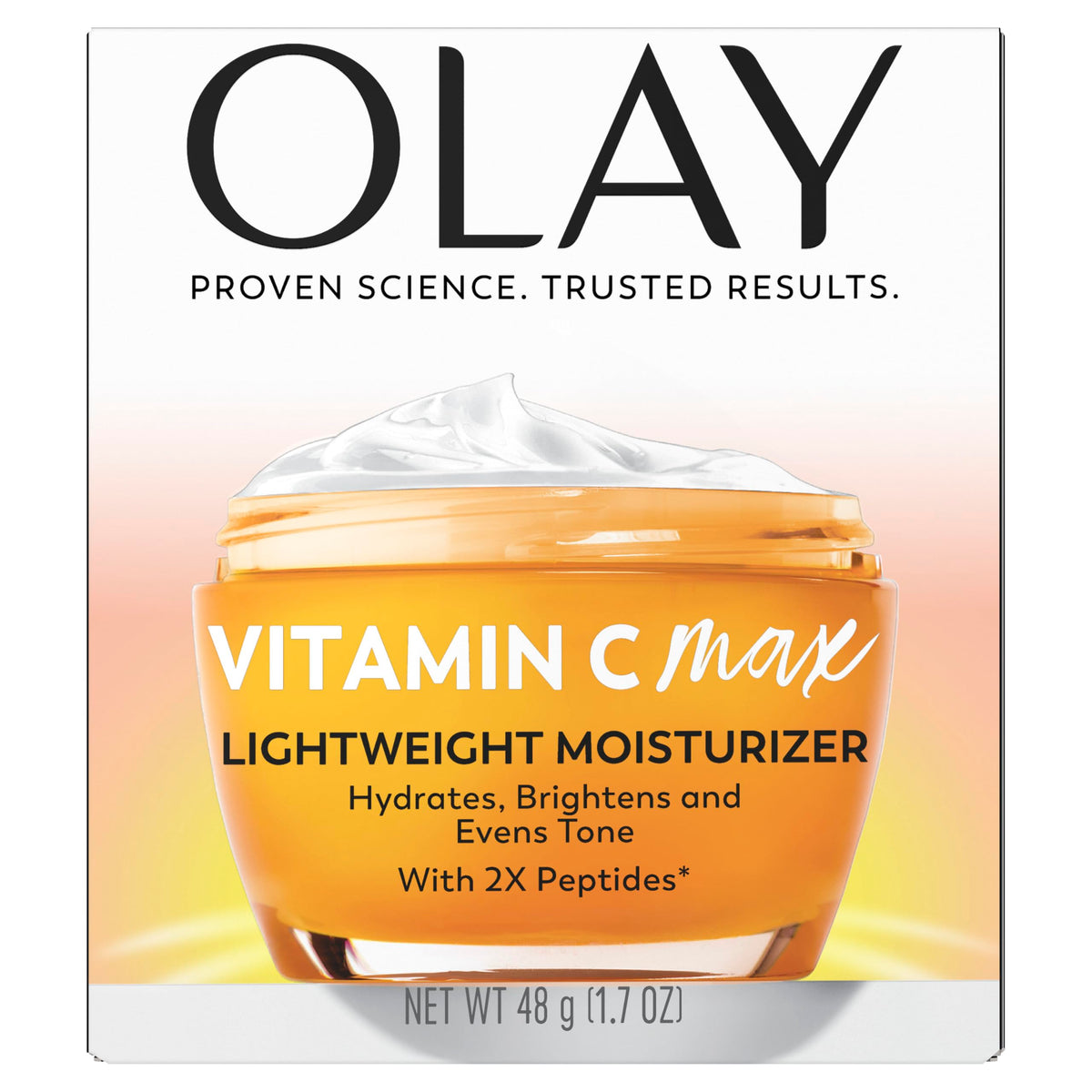 Olay, Vitamin C MAX Face Moisturizer, Brightening Cream for Women, Hydrating, Evens Tone, Dark Spot and Hyperpigmentation Reduction, Glowing Skin Care - Niaciniamide, Peptides, 1.7 Ounce Olay