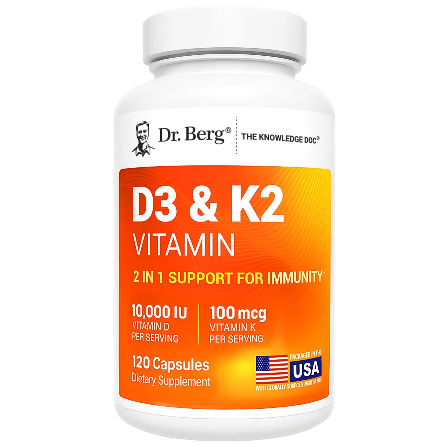 Dr. Berg Maximum Strength 2-in-1 Vitamin D3 K2 10,000 IU | Naturally Derived D3 | 4X Lab-Tested & Verified | High Absorption Formula Dr. Berg Nutritionals
