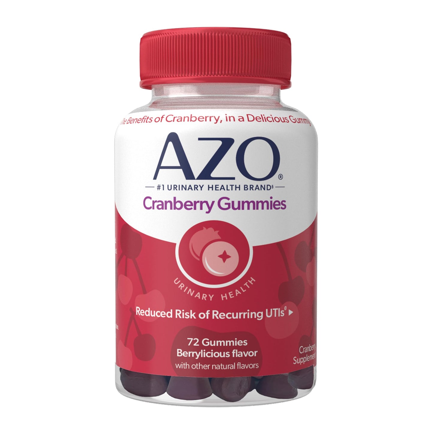 AZO Cranberry Urinary Tract Health Gummies Dietary Supplement, 2 Gummies = 1 Glass of Cranberry Juice, Helps Cleanse & Protect AZO