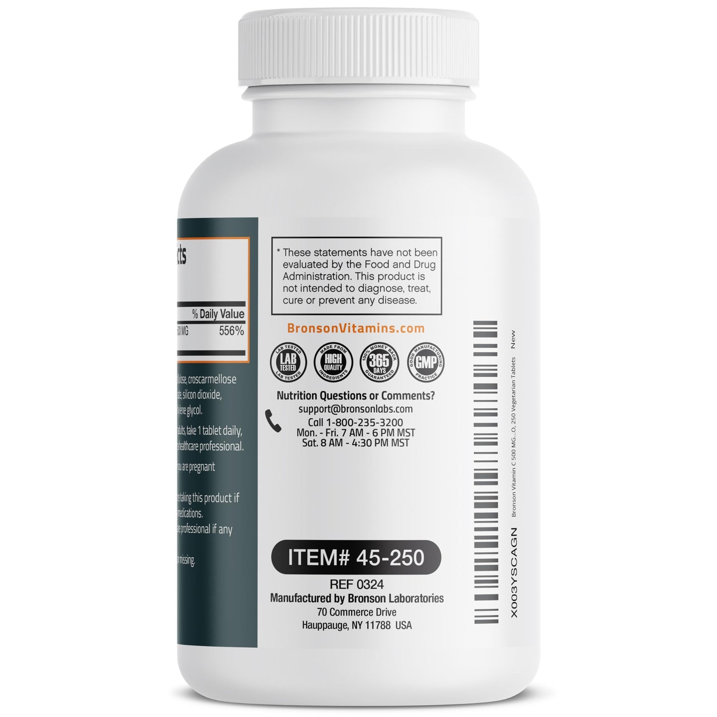 Bronson Vitamin C 500 MG Supports a Healthy Immune System & Antioxidant Protection, Non-GMO, 250 Vegetarian Tablets Bronson