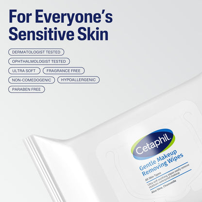 Cetaphil Gentle Makeup Remover Face Wipes, Fragrance Free, 25 Count | Sensitive skin safe, alcohol-free, fragrance-free, daily facial cleansing, removes makeup, dermatologist recommended Gsupps Australia