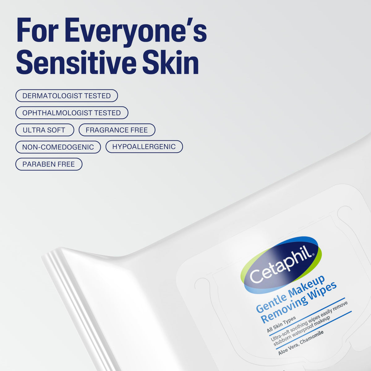 Cetaphil Gentle Makeup Remover Face Wipes, Fragrance Free, 25 Count Cetaphil