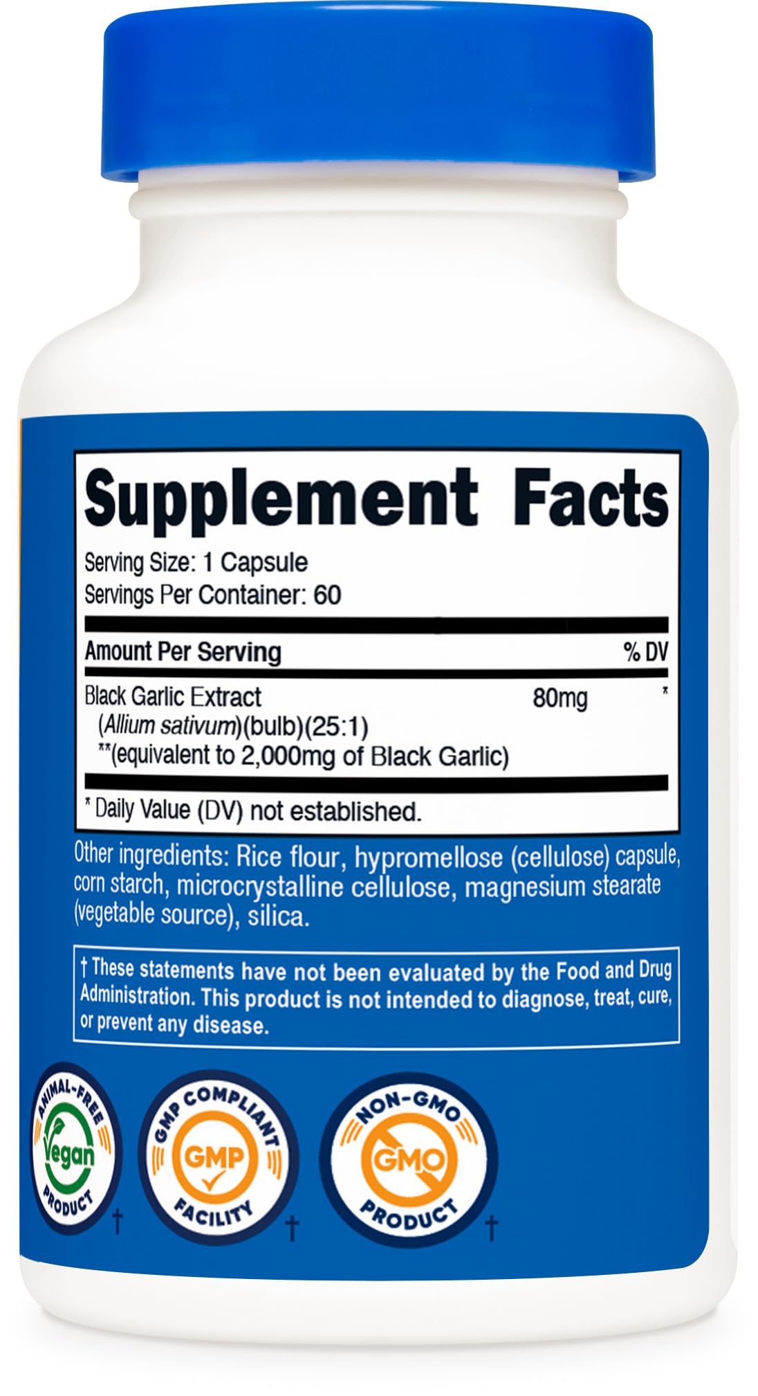 Nutricost Black Garlic Extract 60 Capsules for 60 Servings Per Bottle - Aged Black Garlic Extract, Vegan Nutricost