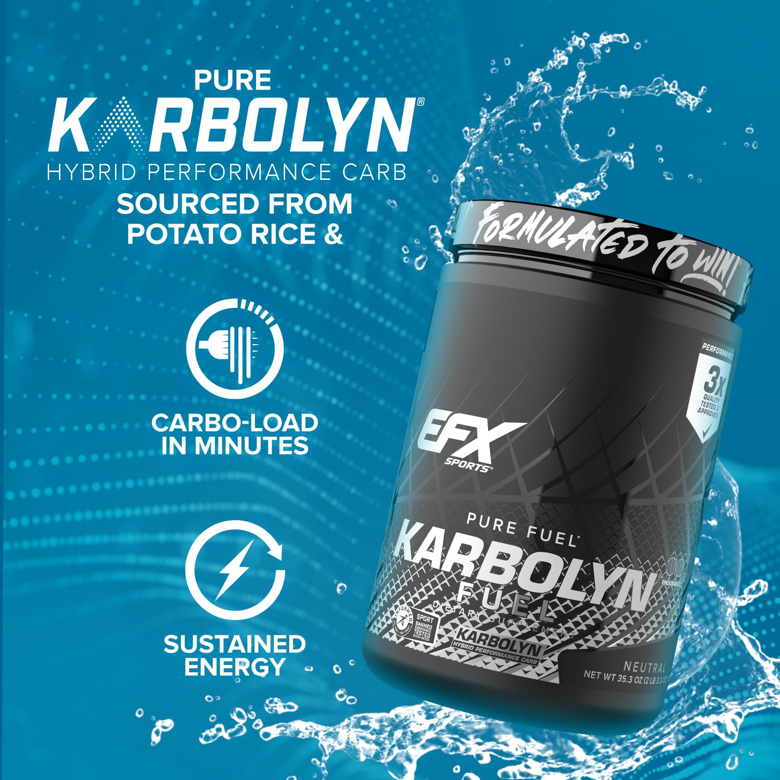 EFX Sports Karbolyn Fuel | Fast-Absorbing Carbohydrate Powder | Carb Load, Sustained Energy, Quick Recovery | Stimulant Free | 20 Servings (Neutral) EFX Sports buy australia supplements