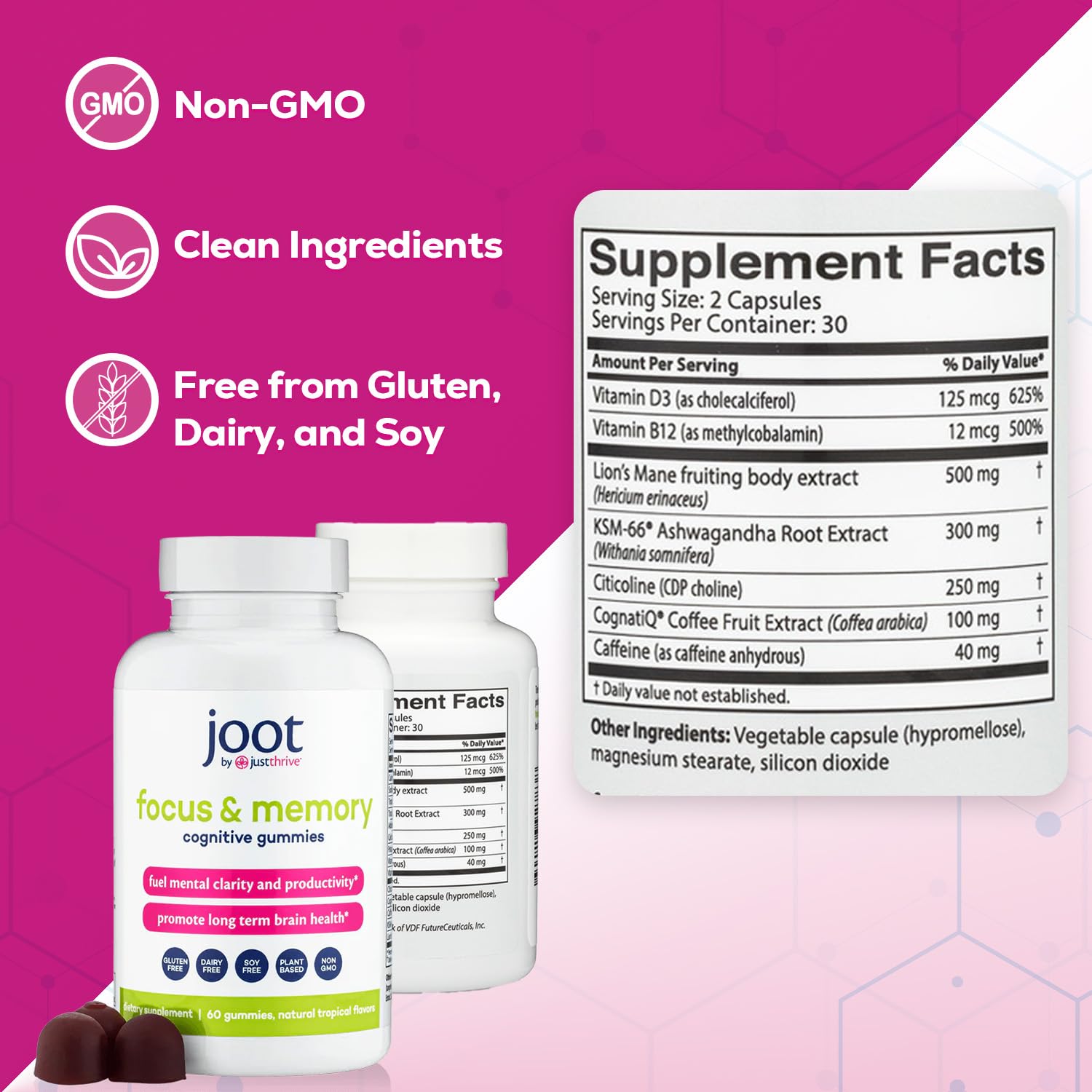 Just Thrive Focus & Memory Gummies – Nootropic Brain Supplement for Clarity, Concentration, Memory Support, & Energy – Citicoline, Lion’s Mane, Vitamin B12 & D3 Just Thrive buy australia supplements