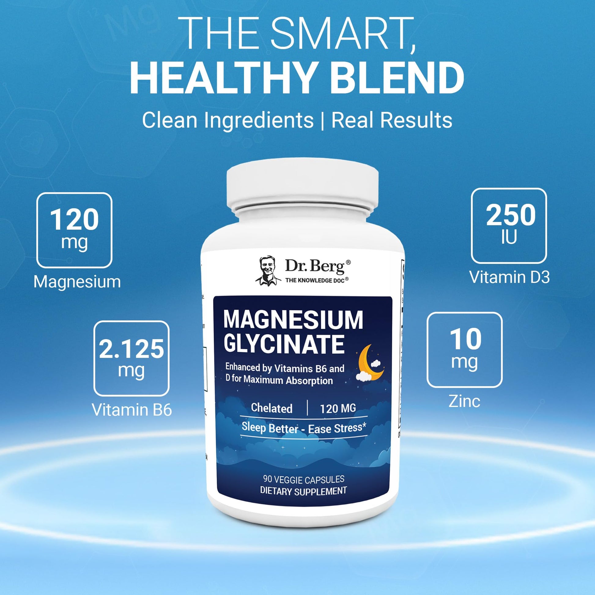 Dr. Berg Magnesium Glycinate 90ct – 4-in-1 Chelated for Muscle, Nerve, Sleep & Stress Support*– w/ D3, B6 & Zinc – 4X Lab-Tested – No Fillers – Formulated in USA, GMP-Certified Dr. Berg Nutritionals buy australia supplements