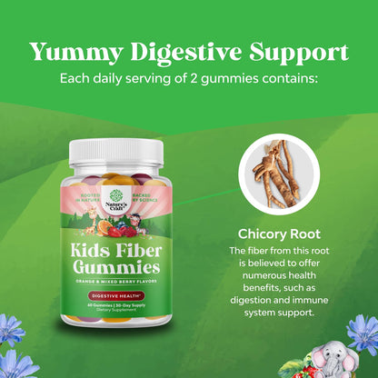 High Prebiotic Fiber Gummies for Kids - Digestive Health Support - 120 Ct | Fiber for Kids Regularity & Gut Health Support - Dietary Fiber Supplements - Immune Gummies with Chicory Root - Non GMO Gsupps Australia