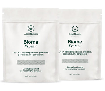 Adapt Naturals 4-in-1 Biome Protect Prebiotics, Probiotics Supplement Postbiotics & Polyphenols for Microbiome, Gut Health & Defense