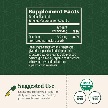 Global Healing Center - Selenium 200mcg, Selenium Supplement Drops with Organic Ingredients, Antioxidants for Thyroid and Immune Support, Non-GMO & Gluten-Free, for Men & Women - 2 Fl Oz