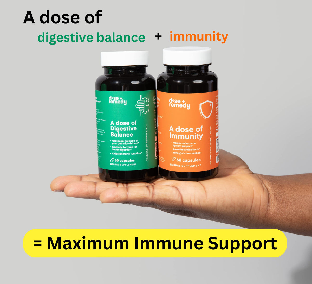 A dose of Digestive Balance-Gut Health Supplement-USDA-Kombucha, 7 Probiotic Strains and Prebiotics for Microbiome-Digestive Enzymes for Digestion dose + remedy