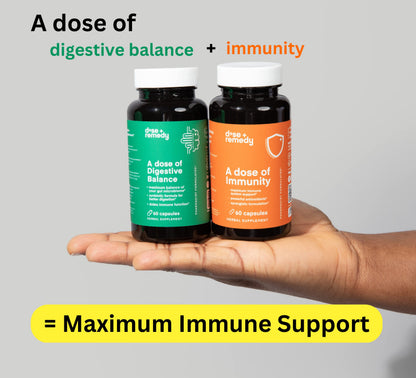 A dose of Digestive Balance-Gut Health Supplement-USDA-Kombucha, 7 Probiotic Strains and Prebiotics for Microbiome-Digestive Enzymes for Digestion dose + remedy