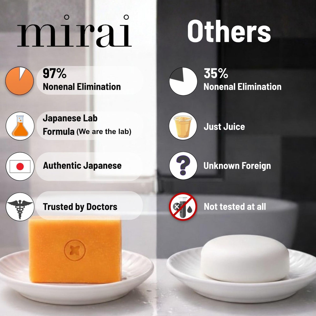 Mirai Clinical Persimmon Soap for Old People Smell, Nonenal® Solution, 100g Mirai