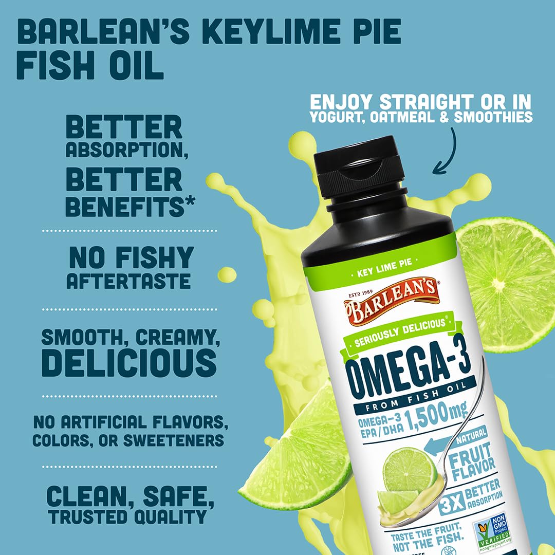 Barlean's Omega 3 Fish Oil Liquid Supplement for Men and Women, 1500mg of EPA and DHA Fatty Acid, Promotes Brain & Heart Health Barlean's buy australia supplements