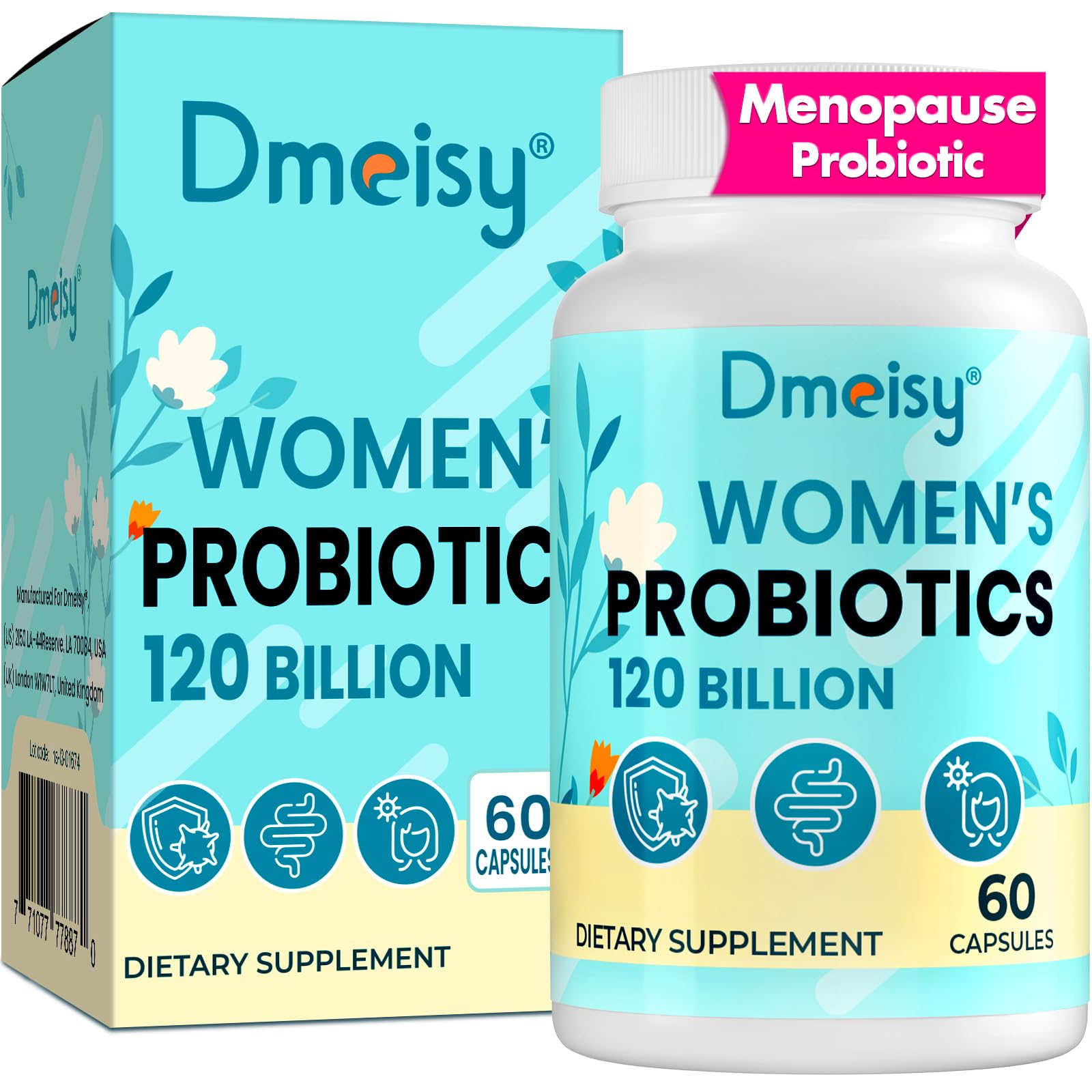 Menopause Supplements for Women, 120 Billion CFU Probiotic, 13-in-1 Herbs Probiotics Complex, for Menopause Relief, Hormone Balance, Hot Flashes, Night Sweats, Mood Swings, Gut & Immunity - 60 Capsule Dmeisy buy australia supplements