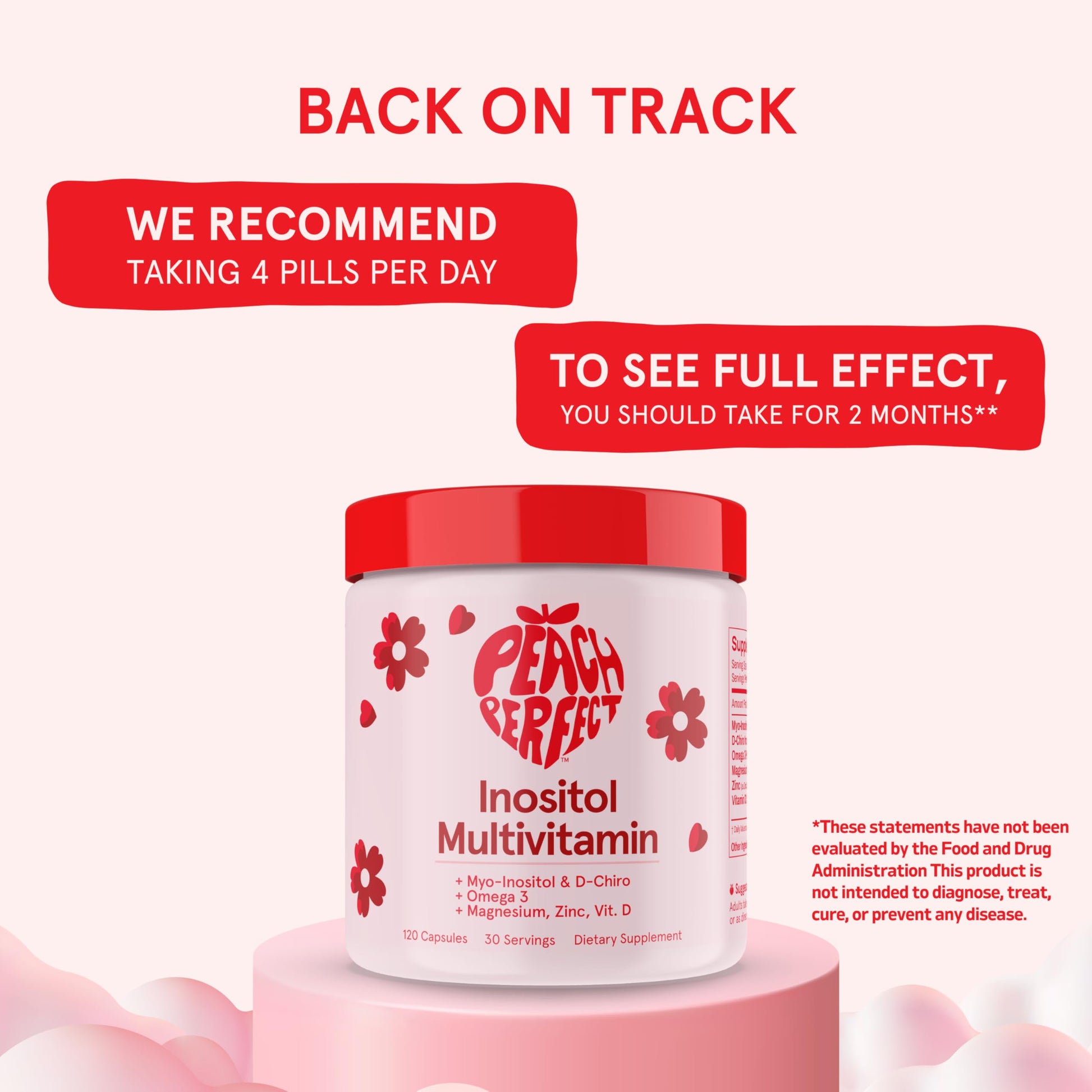 Peach Perfect Inositol Multivitamin – Myo-Inositol & D-Chiro 40:1 Blend, Omega-3, Vitamin D3, Magnesium, Zinc – Supports Women’s Health, Mood, Energy, Supplement – 30 SVG Peach Perfect buy australia supplements