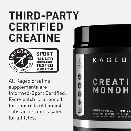 Kaged Creatine Monohydrate Micronized Powder | Unflavored | Muscle Building & Recovery | 5000 mg Per Serving | Vegan, Gluten Free, Easily Digestible Kaged