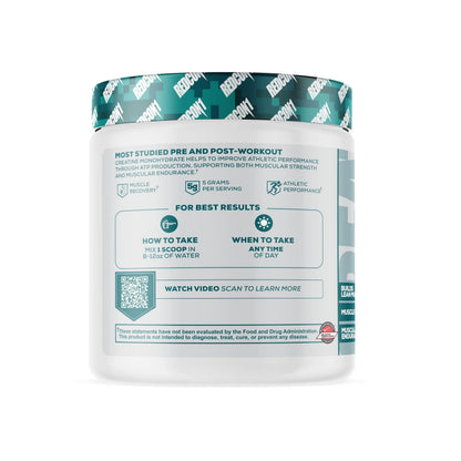 REDCON1 Creatine Monohydrate - Keto Friendly + Vegan Pre & Post Workout Supplement - Creatine Powder to Support Recovery & Athletic Performance (60 Servings) REDCON1